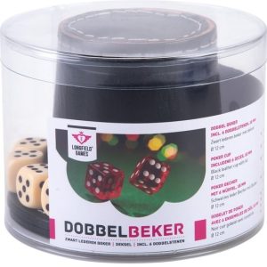 Pokerbeker met deksel Ø 9cm (zwart leder)