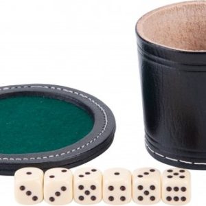 Pokerbeker met deksel Ø 9cm (zwart leder)