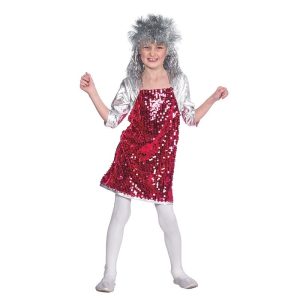 Kostuum Glittermeisje paars-zilver – maat 140