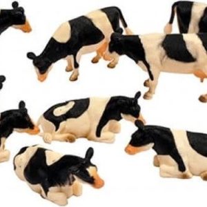 Koeien liggend/staand (zwart/wit) 1:32 – 12stuks