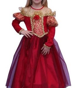 Kostuum Prinses rood/goud – maat 104