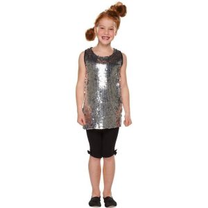 Kostuum Paillettenjurkje Zilver – maat 116