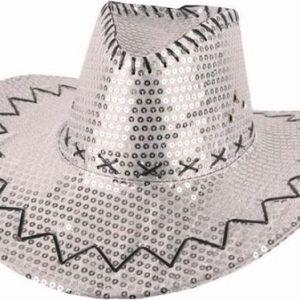 Hoed cowboy Sequin zilver