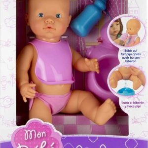 Babypop met drink/plas functie + papfles + plaspotje