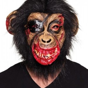 Hoofdmasker (latex) – Bloederige aap met haar