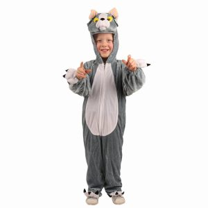 Kat pluche kostuum grijs – Maat 104