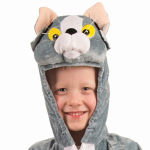 Kat pluche kostuum grijs – Maat 140
