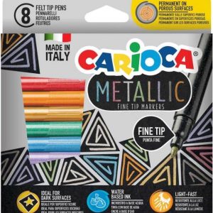 Viltstiften “Metallic” met fijne punt – 8stuks in karton etui