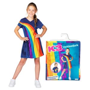 K3 – Verkleedjurk “Regenboog” blauw (3-5jaar)