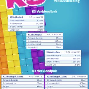 K3 – Verkleedjurk “Regenboog” blauw (3-5jaar)