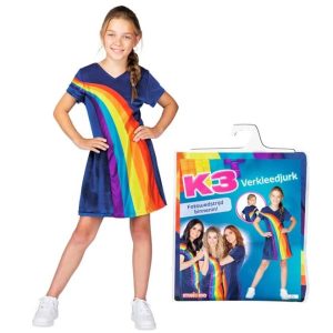 K3 – Verkleedjurk “Regenboog” blauw (6-8jaar)