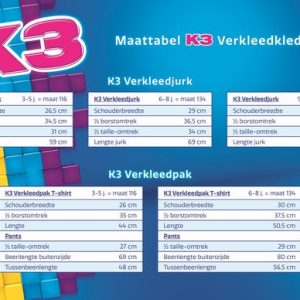 K3 – Verkleedjurk “Regenboog” blauw (9-11jaar)