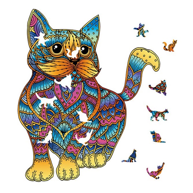 2D Rainbow Wooden Puzzel (99stuks) - Kat