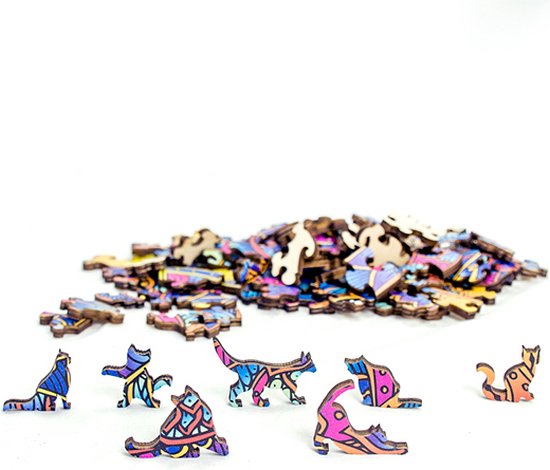 2D Rainbow Wooden Puzzel (99stuks) - Kat - Afbeelding 3