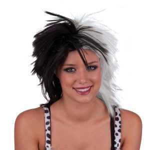 Pruik Cruella de Vil – zwart/wit