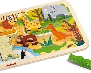 Janod – Inlegpuzzel (hout) met dikke stukken – Zoo Chunky