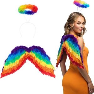 Set Engel Regenboog (Diadeem,halo & vleugels)