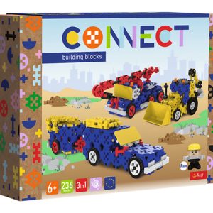 Trefl Connect building blocks – Bouwvoertuigen / SUV met trailer