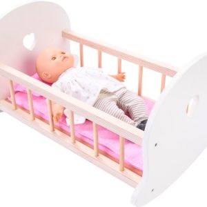 Poppen Schommelbed roze/wit