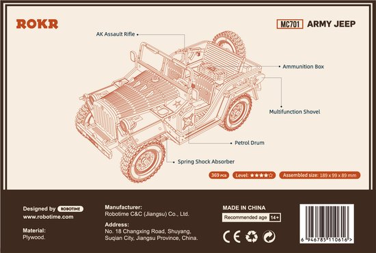 Robotime Rolife Army Field Car - Afbeelding 5
