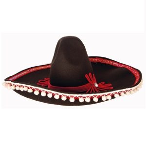Hoed Sombrero Zwart/Rood 12/1