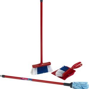 VILEDA Schoonmaakset – 4-delig (handborstel/vuilnisblik/steelborstel/mops)