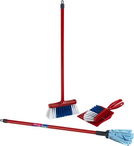 VILEDA Schoonmaakset - 4-delig (handborstel/vuilnisblik/steelborstel/mops)