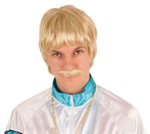 Pruik Heer + snor – Blond