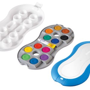 Pelikan plakkaatverfdoos (blauw) Space+ met 12 kleuren + tube wit