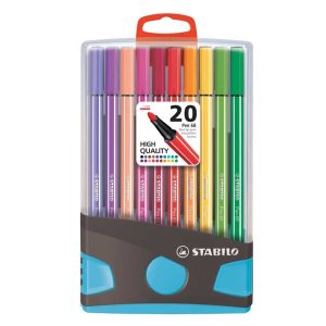 Stabilo Pen 68 ColorParade – Box 20stuks (antraciet/lichtblauw)
