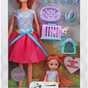 LAUREN – Tienerpop met kind ‘Verzorg de hond’ + accessoires