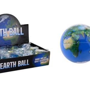 Stuiterbal met glitter – Wereldbol Ø 6,5cm