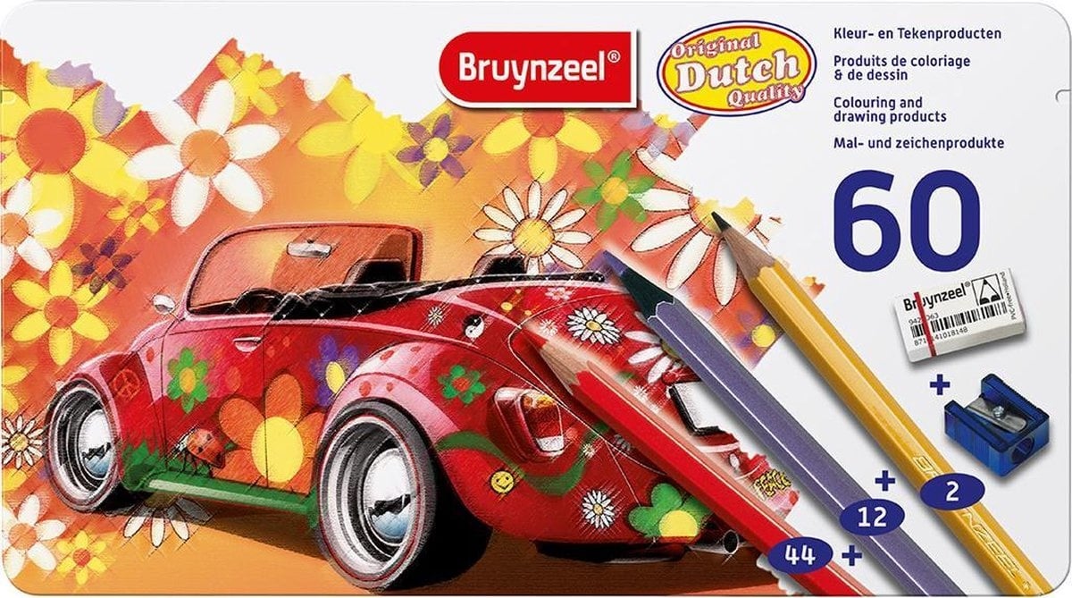 Bruynzeel Kleurpotloden in metalen box - 60stuks - assortiment - Afbeelding 2