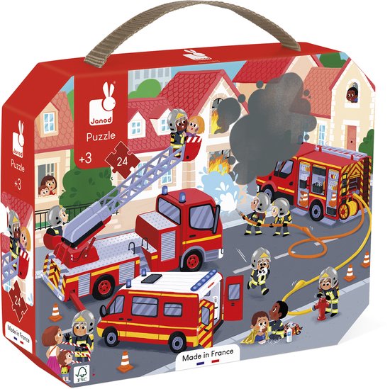Janod - Puzzel (24stuks) in koffer - Brandweer