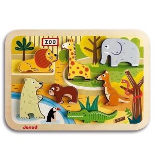 Janod – Inlegpuzzel (hout) met dikke stukken – Zoo Chunky