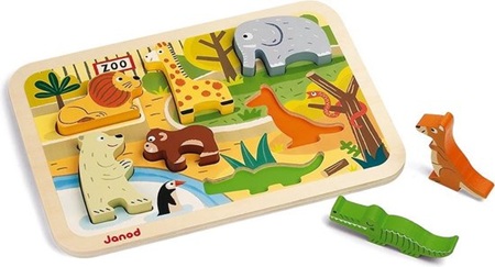 Janod - Inlegpuzzel (hout) met dikke stukken - Zoo Chunky - Afbeelding 2