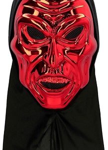 Gezichtsmasker Verblindende duivel met kap – rood