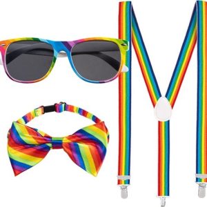 Accessoireset Regenboog (partybril/vlinderstrik/bretels)