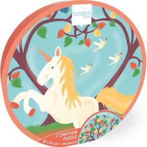 Scratch Compact Puzzel 30 st Contour Puzzel Eenhoorn