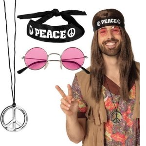 Set peace (hoofdband, partybril, ketting)