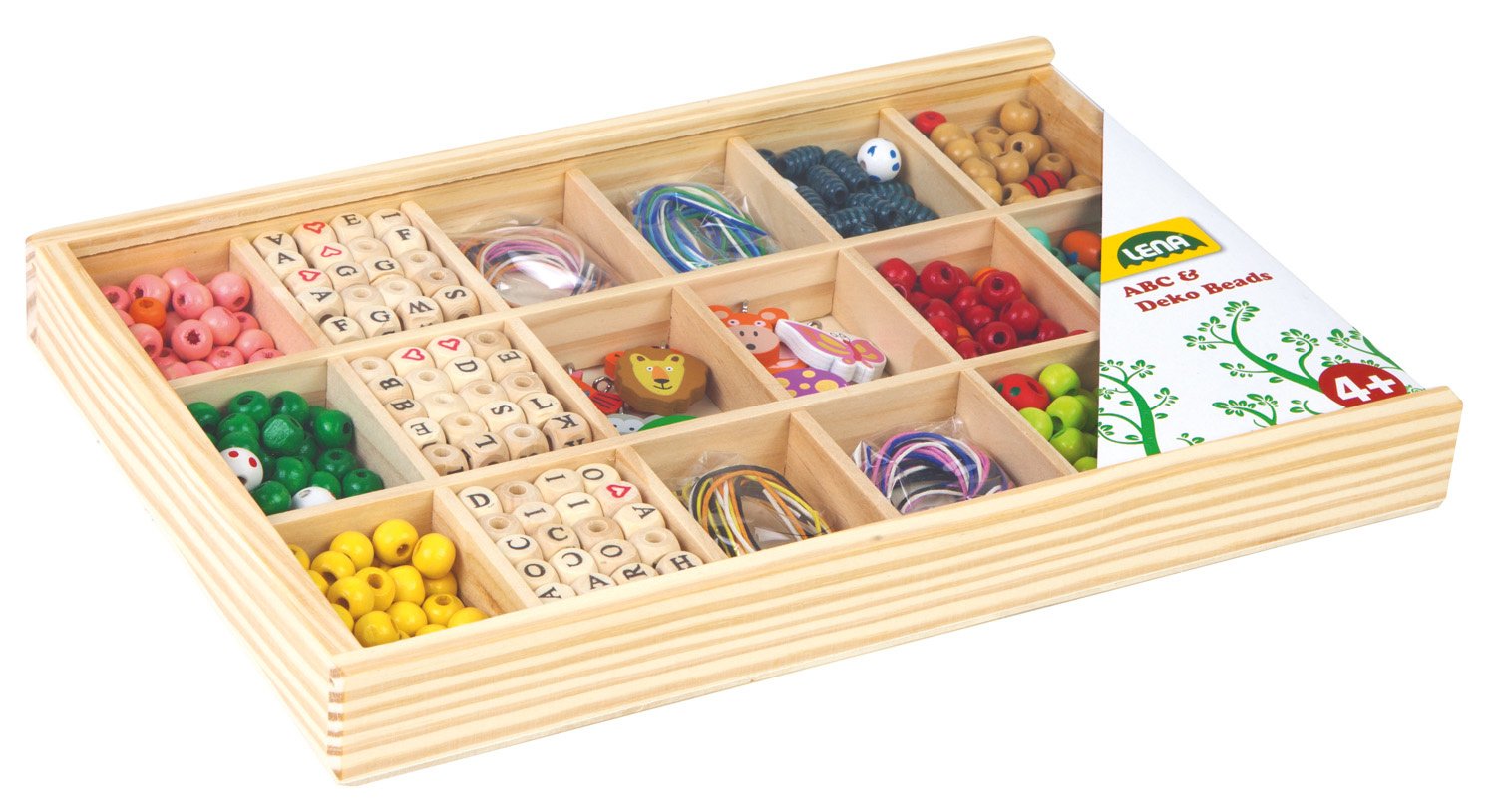 Grote kralen (hout) in koffertje - 405stuks