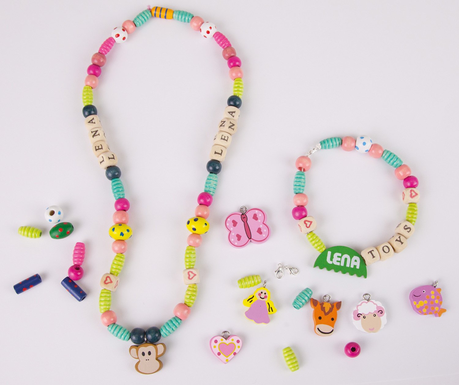 Grote kralen (hout) in koffertje - 405stuks - Afbeelding 2