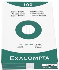 Exacompta Steekkaarten (125x200mm) gelijnd – wit