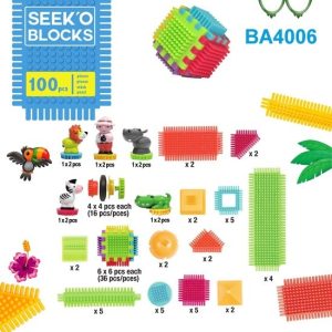 SEEK’O BLOCKS – 100-delige emmer Jungle met stekelblokken