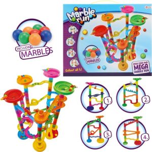 Bouw een knikkerbaan (20-delig) + knikkers (assorti)