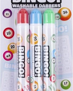 Bingo stiften/markers/dabbers – 3stuks (blauw/geel/rood)