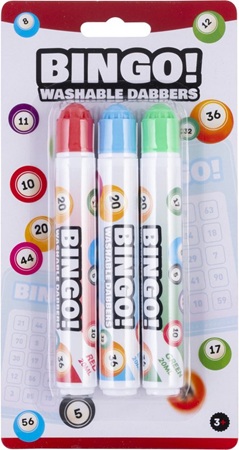 Bingo stiften/markers/dabbers - 3stuks (blauw/geel/rood) - Afbeelding 2
