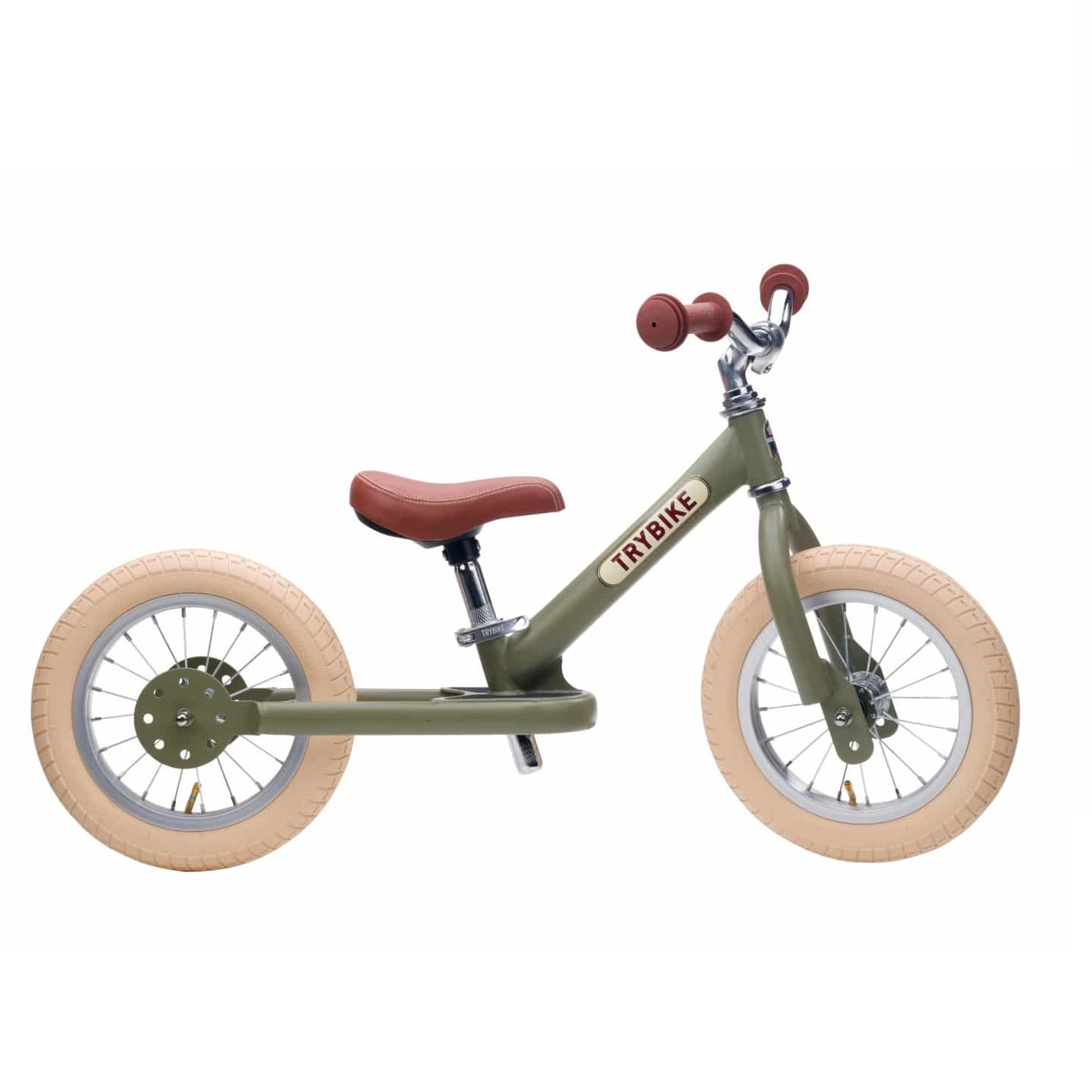 Trybike - Loopfiets Steel Vintage - matgroen met chrome