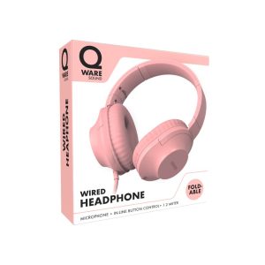 Qware bedrade opvouwbare hoofdtelefoon – roze. QW SND-210PK