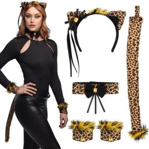 Set cute leopard